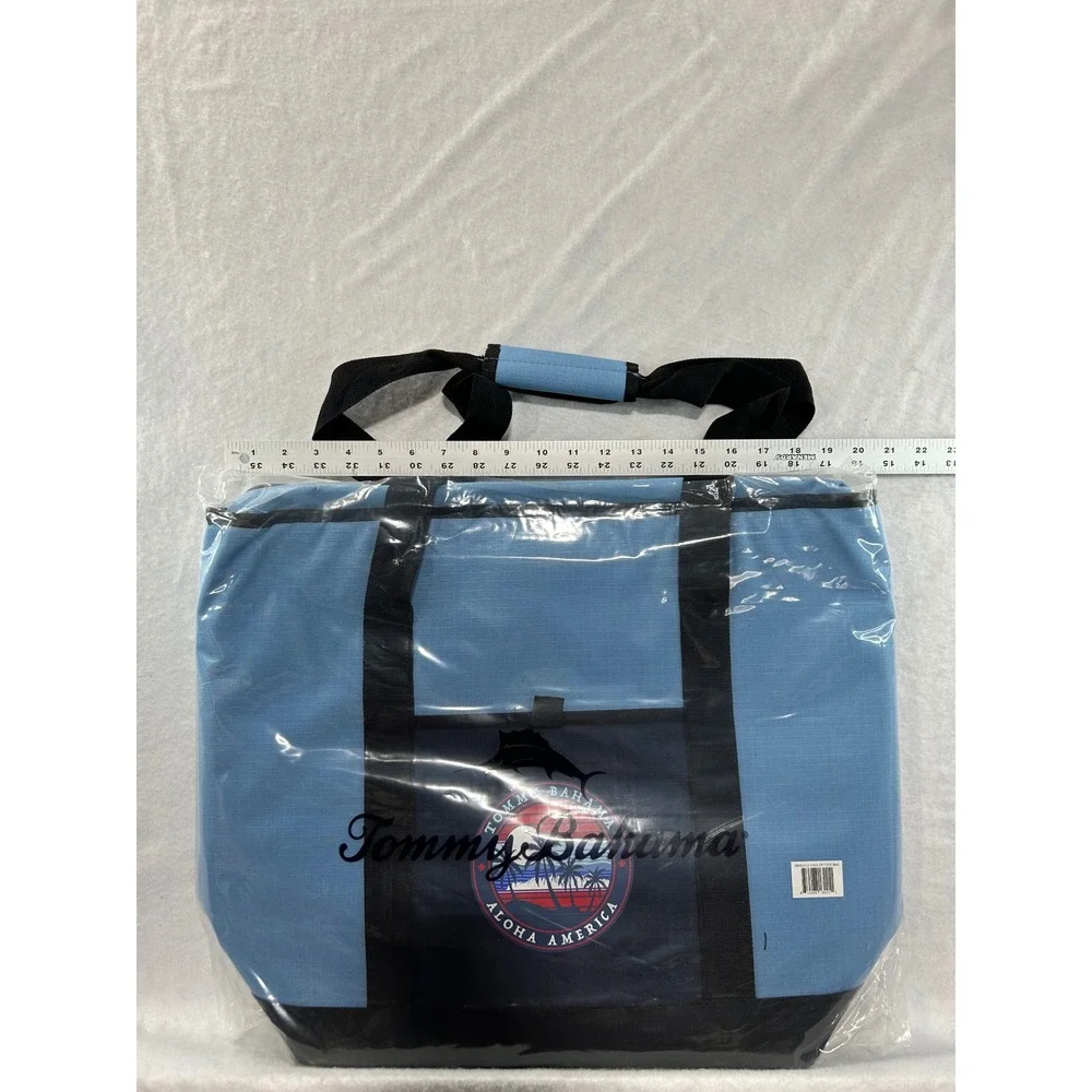 Tommy Bahama Aloha America Insulated Cooler Tote‎ Bag Blue Ripstop Vintage NWT
